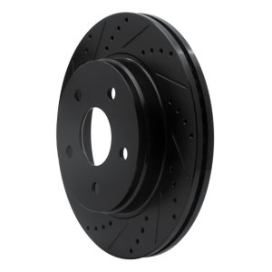 Chrysler Aspen Brake Rotor (1) - Front Left - R1 Concepts - Drilled & Slotted - Black - `02-`24